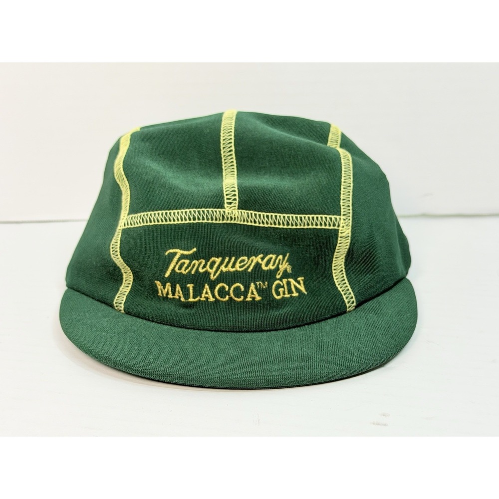 Vintage Tanqueray Malacca Gin Derby Camp Cap Leather Strapback Hat Rare